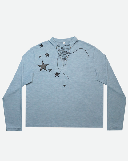 Star Roped-Neck Long Sleeve Shirt